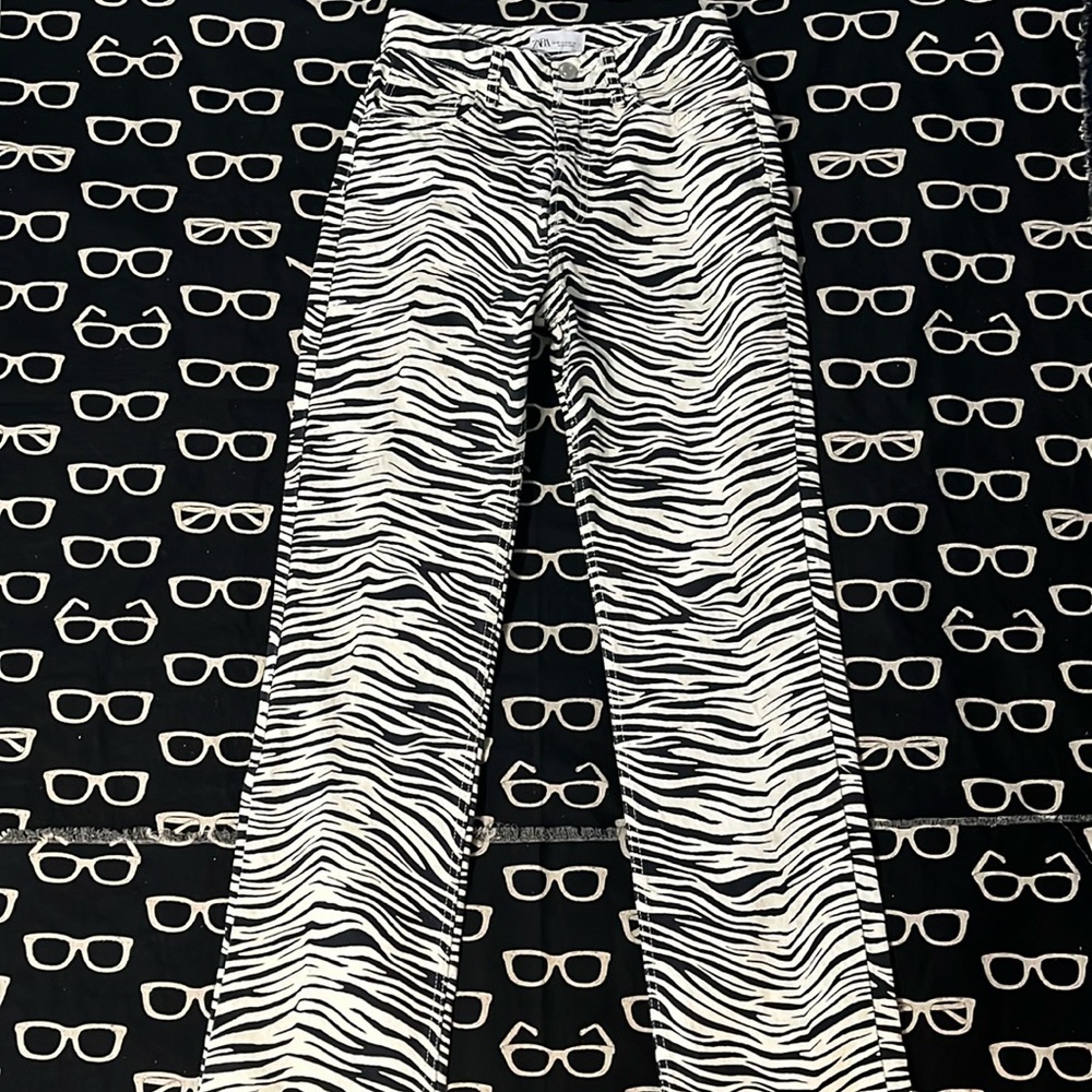 Women's Zara Zebra Print Straight Leg Jeans
